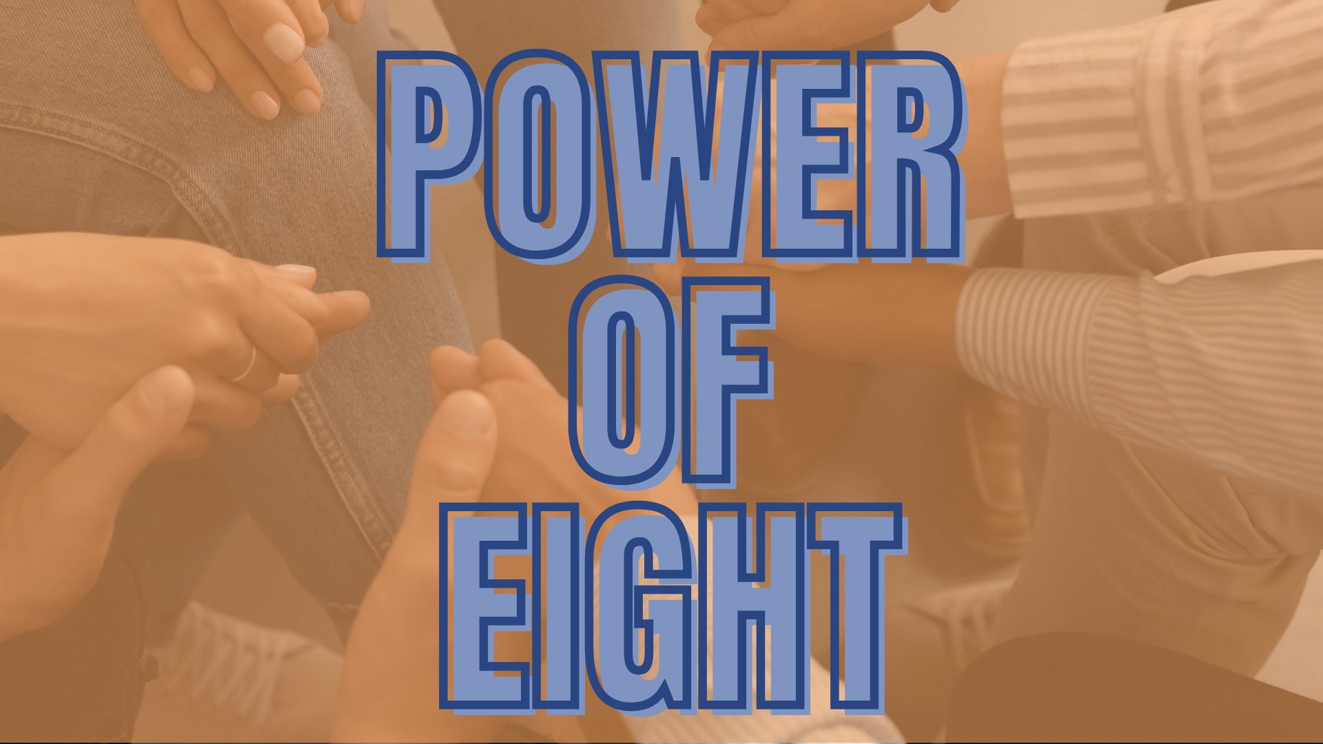 closeup of a group of holding hands. Power of Eight prayer group at Unity of the Triangle