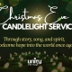 unity christmas eve candlelight service. green background with sparkly lights and a field of candles. Text: a sacred night of music, meditation, and prayer. Dec 24, 2025 at 5pm. Unity of the Triangle