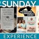 SUNDAY EXPERIENCE montage showing Rev Neusom Holmes, music, book, reiki, veterans group, angel tree, holiday market