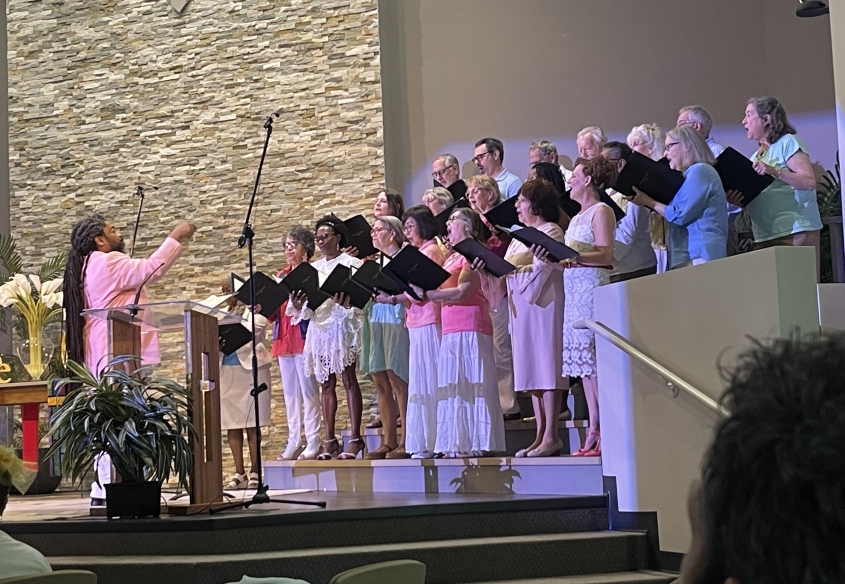 unity of the triangle choir singing during Easter Sunday Service