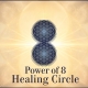 Power of 8 Healing Circle text with graphic using sacred geometry. Meets every sunday at Unity of the Triangle 12:30pm
