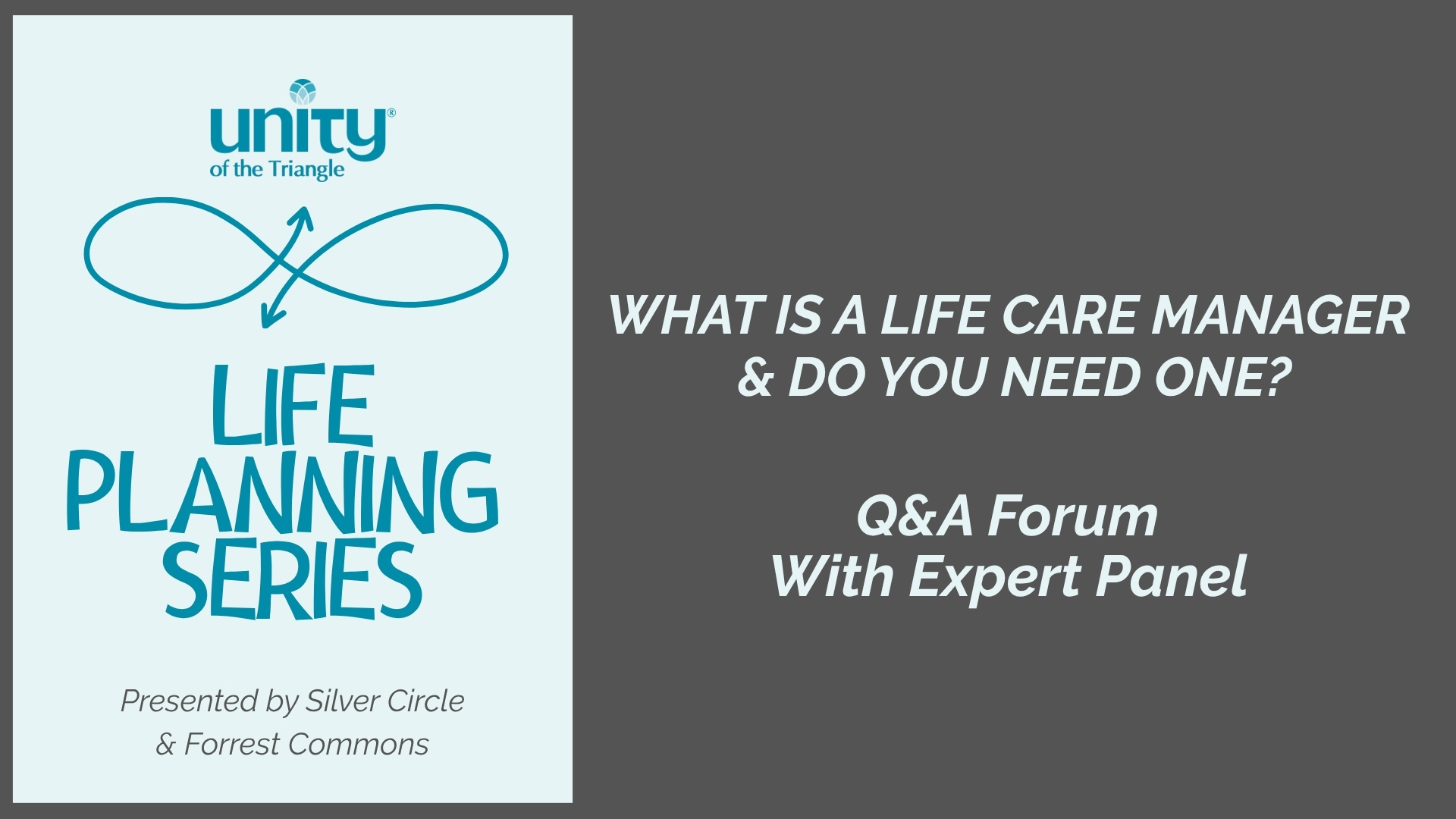what is a life care manager and do you need one? A Life planning series at Unity of the Triangle. October 6, 2026